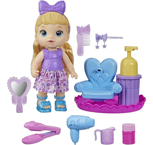 Baby Alive Sudsy Styling Doll, Cabello Rubio, Incluye Bab