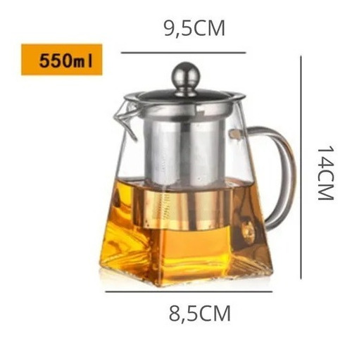 Chaleira Bule Jarra De Vidro Café Chá Mesa 550ml Vai Ao Fogo