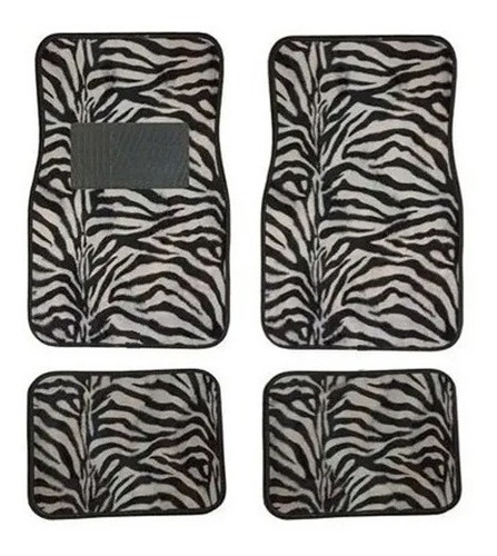 Cubre Alfombra Felpa Animal Print Cebra X 4 Universal Auto