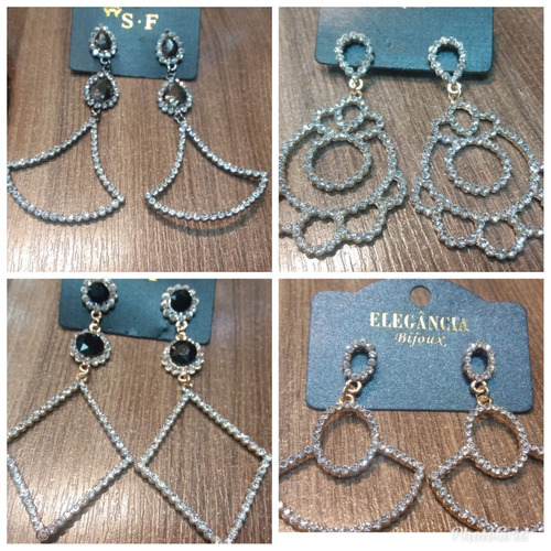 Brincos Max Strass 10 Pares Atacado Revenda Moda Festa
