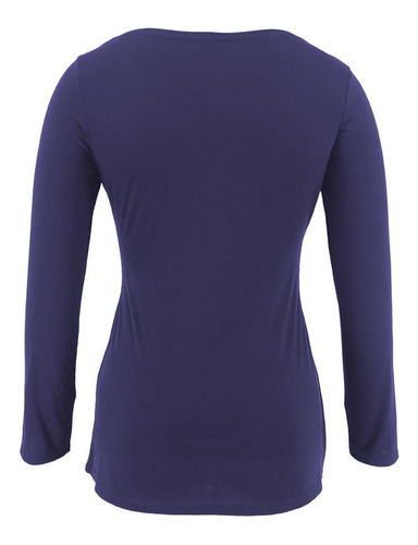 Top De Lactancia De Manga Larga Liso Con Cuello En V Y Volan