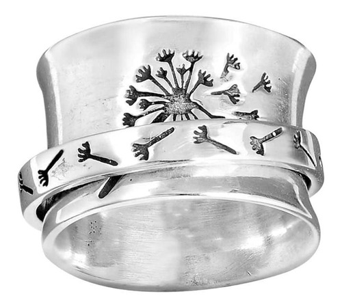 Anillo Giratorio De Flor De Diente De Len Para Mujeres Y Nia