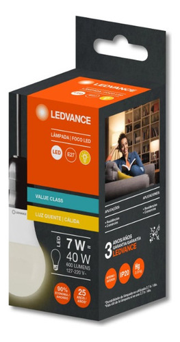 Lâmpada Led Bulbo 7w Luz Amarela - Ledvance