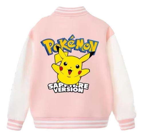 Chaqueta Béisbol Estampado Digital Pokémon Pikachu Sonrisa