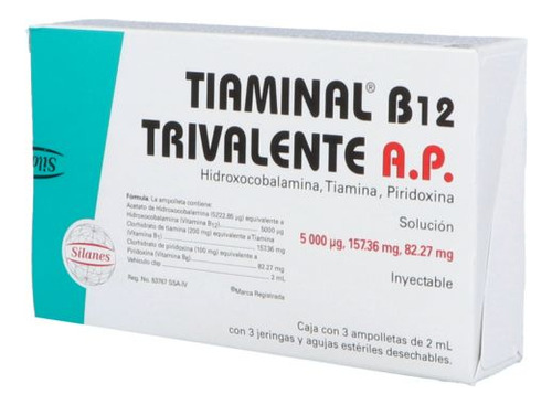 Tiaminal B 12 Trivalente Ap 3 Ampolletas 2 Ml Con Jeringa