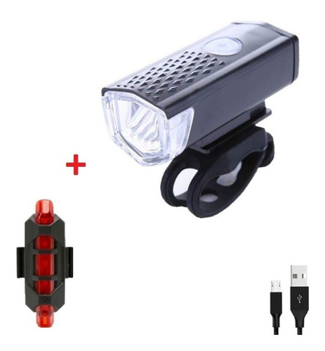 Combo Luz Para Bicicleta Recargable Led Trasera-delantera