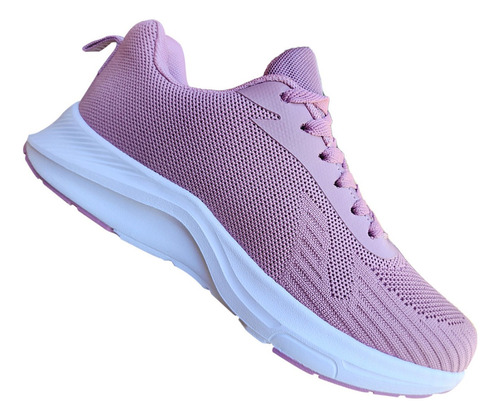 Zapatilla Mujer Deportiva Ligera Comoda Con Malla Rosa 7451