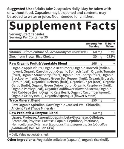 Vitamin Code Raw Zinc 60 Caps Garden Of Life