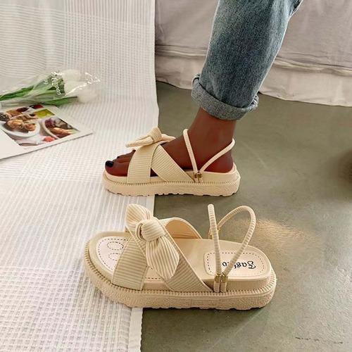 Sandalias Con Nudo De Lazo Para Mujer, Suela Suave, Cómodas,