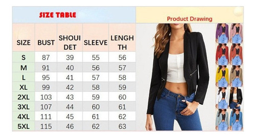 J Saco Blazer Mujer Juvenil Chamarra Informal Con Cremallera
