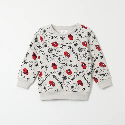 Poleron Cerrado Niño Spiderman Telaraña Gris Marvel
