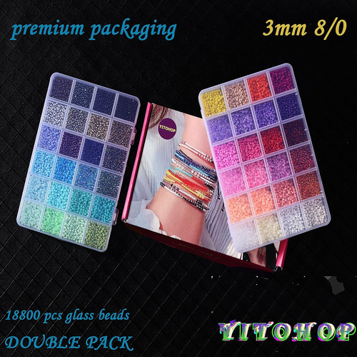 18800+ Pcs 3mm 8/0 48 Colors Glass Seed Beads,cuentas De ...