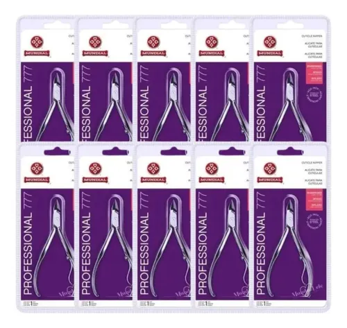 Kit 10 Alicate Cuticula Mundial Inox Profissional Ref 777