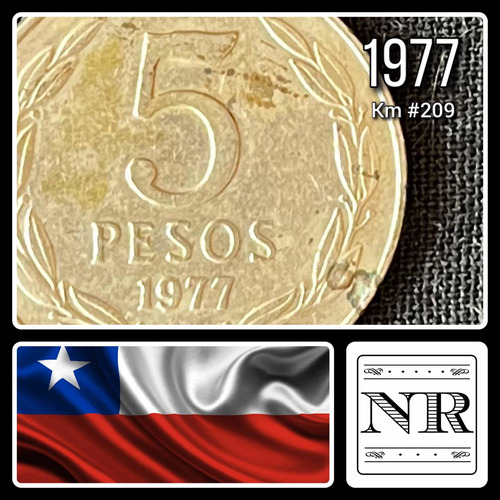 Chile - 5 Pesos - Año 1977 - Km #209 - Ángel 