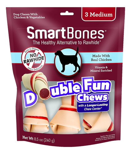 Doubletime Chews 3 Count, Medium, Rawhide-free Chews For Dog