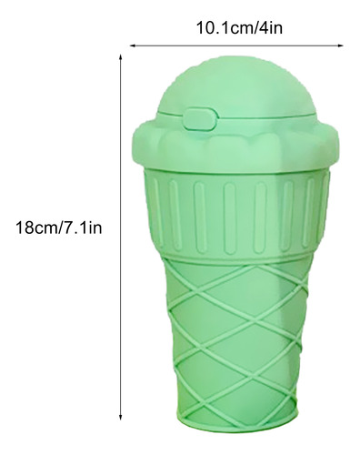 Taza De Helado Para Pajitas Portátiles Verdes De 500 Ml
