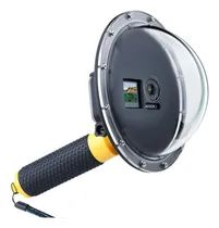 Comprar Gepuly - Puerto Domo De 6 Pulgadas Para Cámara De Acción Dji Osmo Action 3 4 5, Carcasa Impermeable Integrada Y Agarre De Mano Flotante, Brazo De Extensión Para Selfie De 45 M Para Buceo, Natación