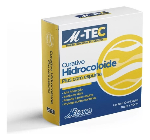 Curativo Hidrocoloide C/ Espuma M-tec 10x10 Missner Cx10uni