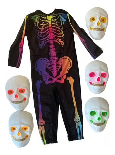 Disfraz Halloween Calavera Esqueleto Multicolor Terror