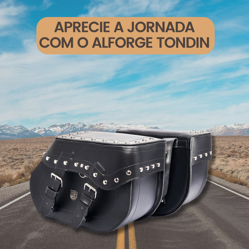 Alforge Bolsa Moto Custom 30l Cravo Com Suporte Dragstar 650