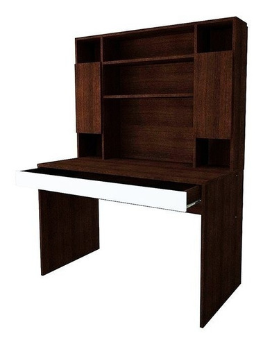 Escritorio Mosconi 720 con alzada 1 cajón melamina de 121cm x 168cm x 60cm wengue