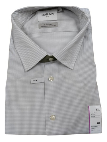 Camisa De Hombre Slim Fit Raya Gris Blanco Xxl Nuevo