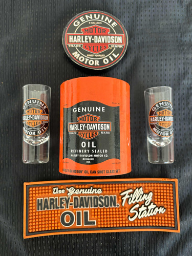 Vasos Harley Davidson Oil Can Shot Glass Set. Shots.