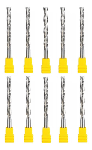 Set 10 Fresa Cnc Router 2 Filos Metal Duro Ø 6 X 30mm