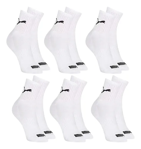 6 Pares Meias Puma Cano Médio Alto Atoalhada Academia Sport