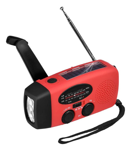 2 Linterna Autoalimentada De Radio Solar De Emergencia Rojo