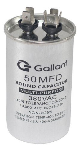 Capacitor Cbb65 Gallant 50mf +-5% 380 Vac Gcp50s00a-ix380