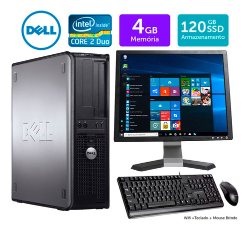 Imagem 1 de 5 de Computador Barato Dell Optiplex Int C2duo 4gb Ssd120 Mon17q