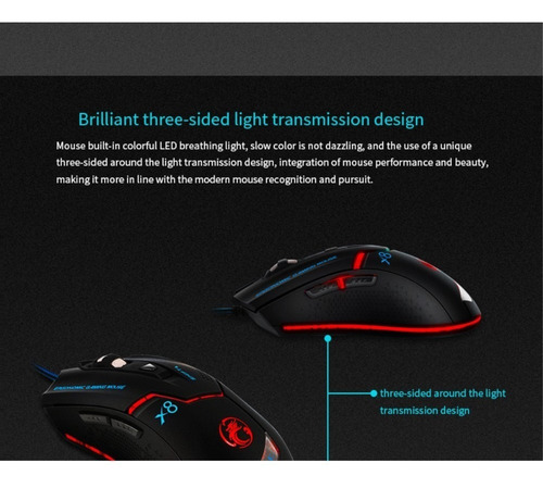 Mouse Gamer Modelo Imice X8 Com Fio 3200 Dpi 6 Botões Rgb