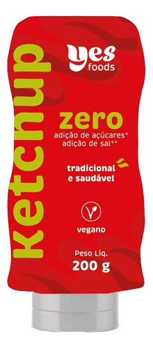 Ketchup Vegano Zero Sódio Zero Açúcar S/glúten 200g Yesfoods