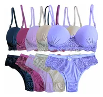 Comprar Kit 5 Conjunto Lingerie Sutiã Calcinha Bojo Renda Forro