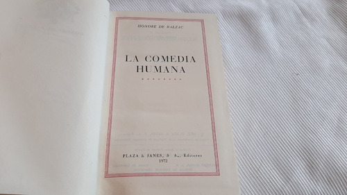 La Comedia Humana Honore De Balzac Plaza Y Janes