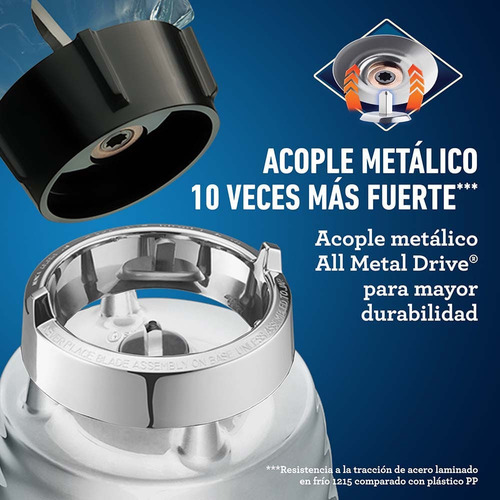 Licuadora Clásica Oster® Cromada Con Perilla Ergonómica De 3 Color Plateado 110V