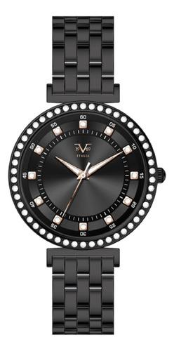 Reloj De Mujer V1969 Italia 1121-41 Negro Con Cristales