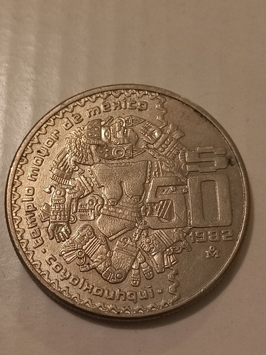 Moneda de la diosa azteca de la luna coyolxauhqui