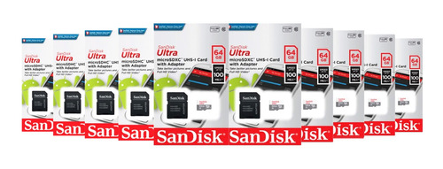 Kit 10 Memoria Micro Sd 64gb Sandisk Clase10 Full Hd Mayoreo