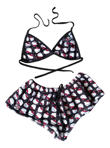 Pijama Mujer Conjunto Top Y Short Tela Polar Calientita Dama