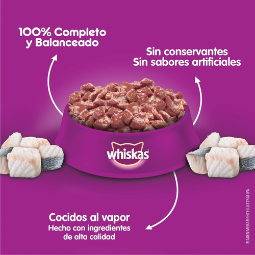 Imagen 5 de 8 de Whiskas Alimento Húmedo Sobrecito Gato Sardina Salsa 12 Un