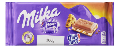 Chocolate ao Leite com Pedaços de Biscoito Crocante Chips Ahoy Milka Pacote 100g