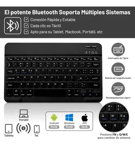 Imagen 2 del producto Funda Teclado Español Con Ñ Para Galaxy Tab A9 Plus 11 In Negro