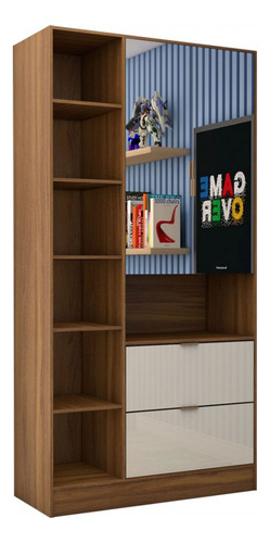 Guarda-roupa Infantil Play 2 Portas 2 Gavetas Com Espelho Cor Bege