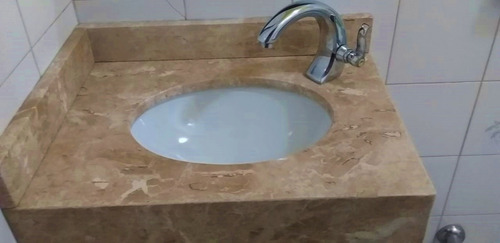 Pia Banheiro Travertino Nacional 60x40cm Com Saia