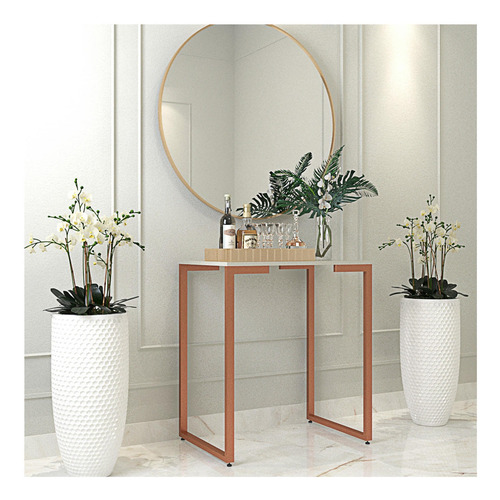 Imagen 2 de 4 de Arrimo Metal Hermes Beige Y Cobre Rodler