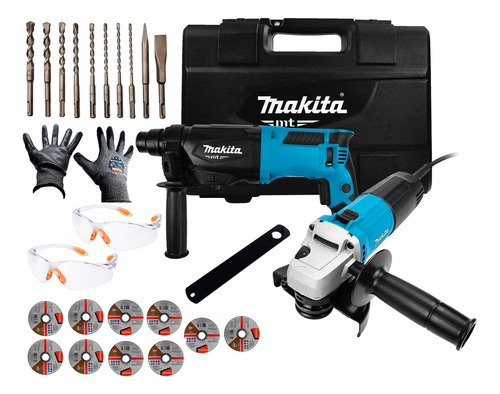Kit Rotomartillo Sds Plus + Esmeriladora + Accesorios