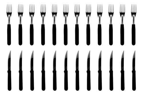 Cubiertos Negro Carol 12 Cuchillos 12 Tenedores 24 Piezas