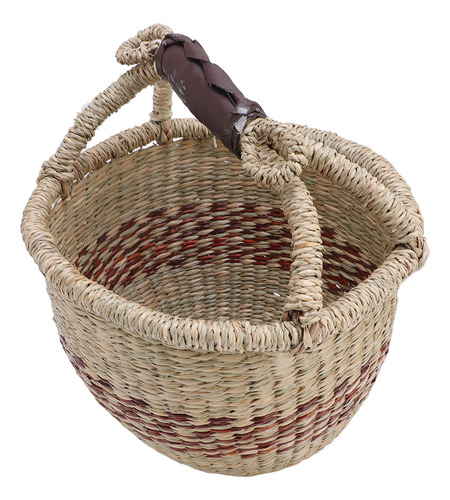 Cesta Tejida De Pícnic Con Hierba Marina Decorativa, Rústica